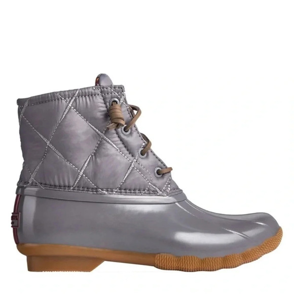 New Sperry Top sider Saltwater STS85830 women's duck boots Nylon Quilt Grey - Picture 4 of 14